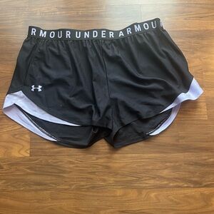 Under Armour Black Athletic Shorts Lightweight Breathable - Black & Purple